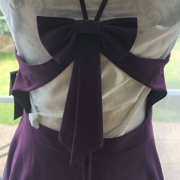 CITY Studio Purple Bow Spaghetti Strap Short Party Prom Dress - Picture 7 of 10